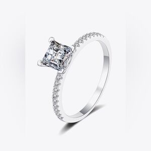 Rhodium-Plated 2 Carat Moissanite Four-Prong Ring
